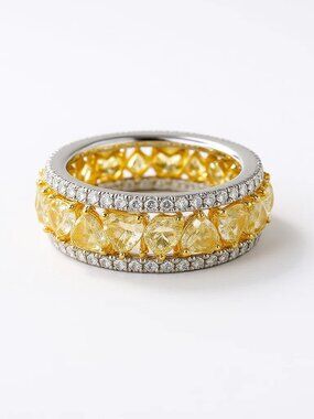 Brilliant Yellow 18K White Gold Diamond Band Ring